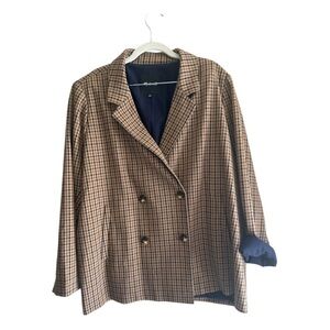 Madewell Double-Breasted Brown and Blue Blazer